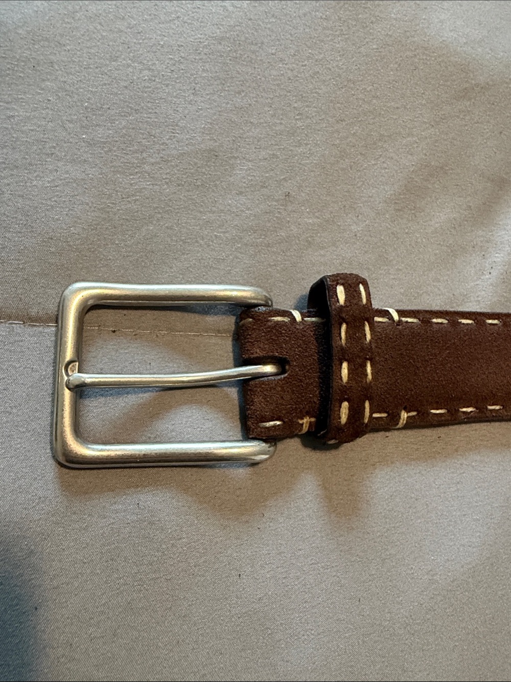 Saks Fifth Avenue Brown Suede Leather Contrast Stitch Belt Size 40